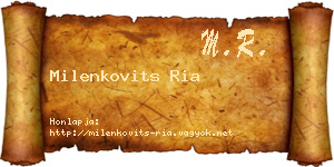 Milenkovits Ria névjegykártya